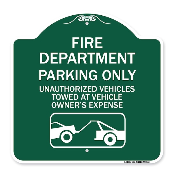 Fire Department Parking Unauthorized Vehicles Towed at Owner Expense with Graphic, GW-1818-24023